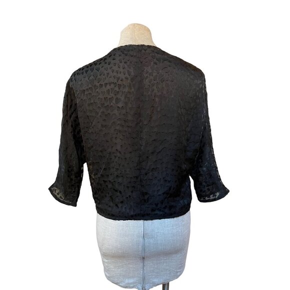 Kimono Blouse Novelty Hearts Sheer Brocade Oversized Black Edgy Chic Designer - Picture 4 of 8